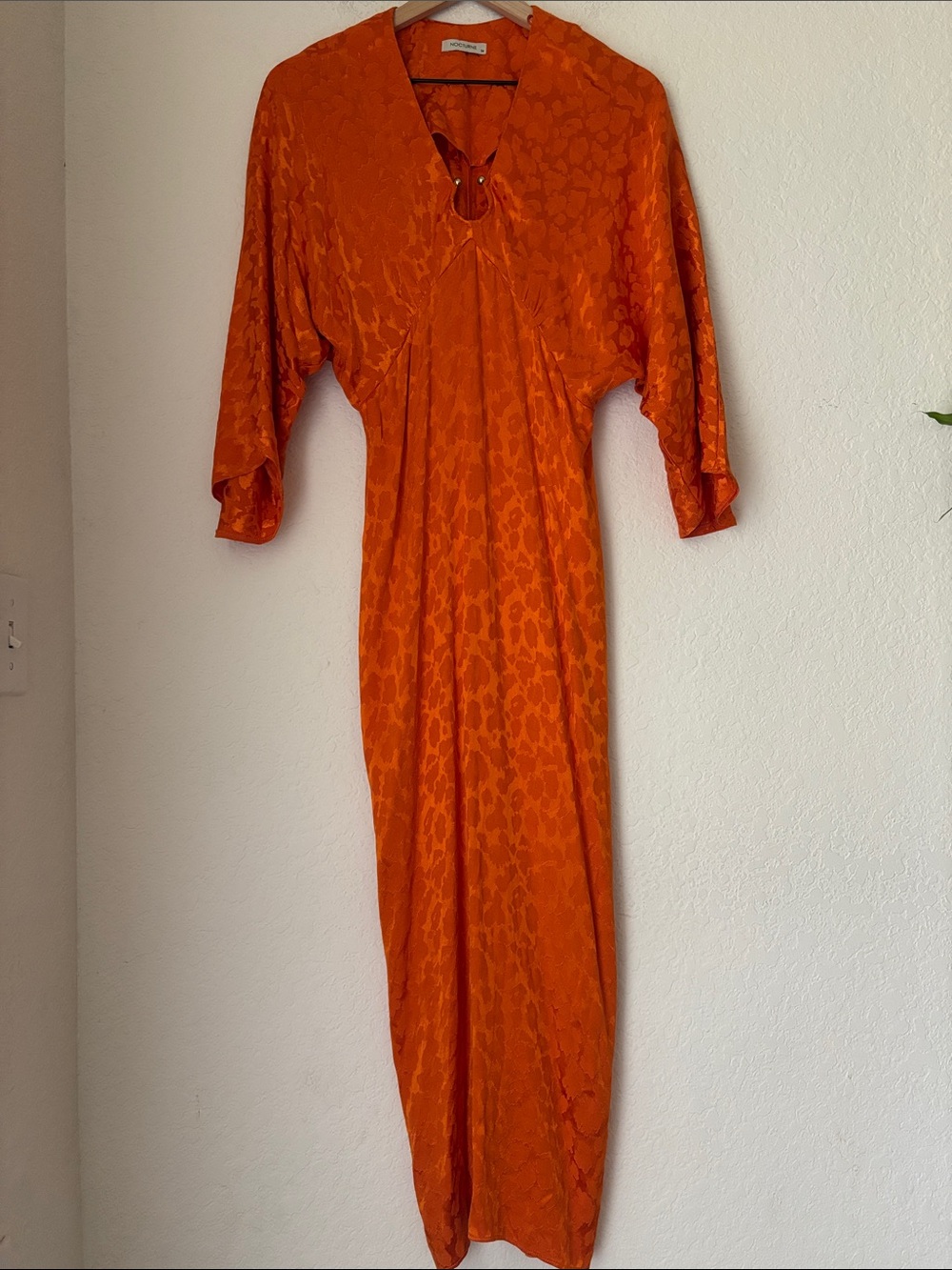 Nocturne  Orange Maxi Dress with Subtle/ tonal Animal Jacquard print size 34 / S